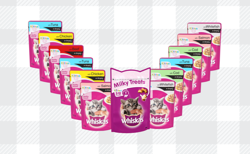AETN Creations mixed whiskas Bundle Kitten Food For Active cat