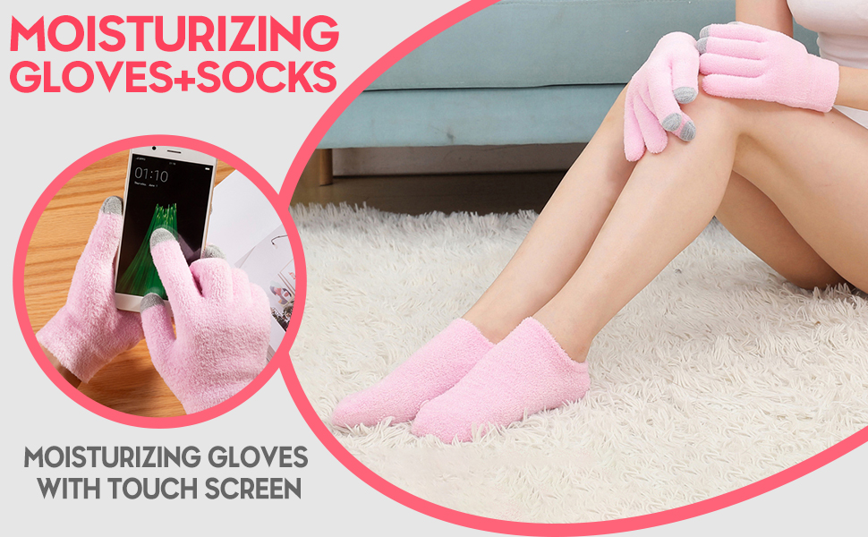 4PCS Touch Screen Moisturizing Gloves and Sock, Spa