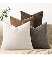 Cozoomy Set of 4 Soft Textured Decorative Throw Pillow Covers 18x18 Inch Cozy Farmhouse Cushion C...