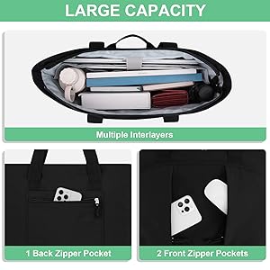 Large Capacity &amp; Multiple Storage Teacher Tote Bag with Laptop Compartment.