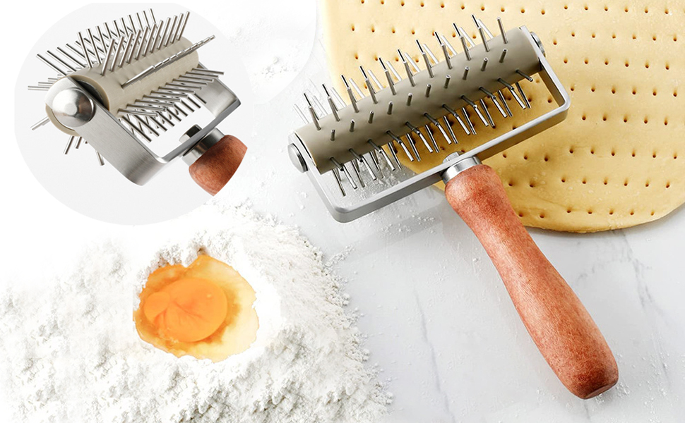 Pizza Dough Docker Roller - Pastry Docker Roller with Spike for Homemade Baking Cake crackers