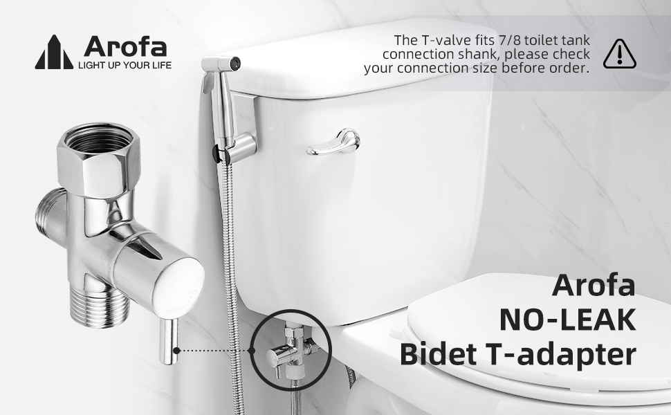 Bidet T Adapter, Arofa Brass T Adapter with Shutoff Valve, 3way Tee