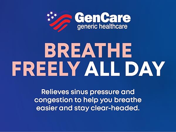GenCare Nasal Decongestant Phenylephrine HCl 10mg Non Drowsy Sinus & Nasal Congestion Relief