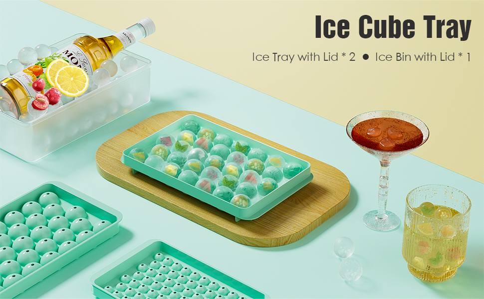 Round Ice Cube Trays with Lid and Storage Small Circle Ice Maker