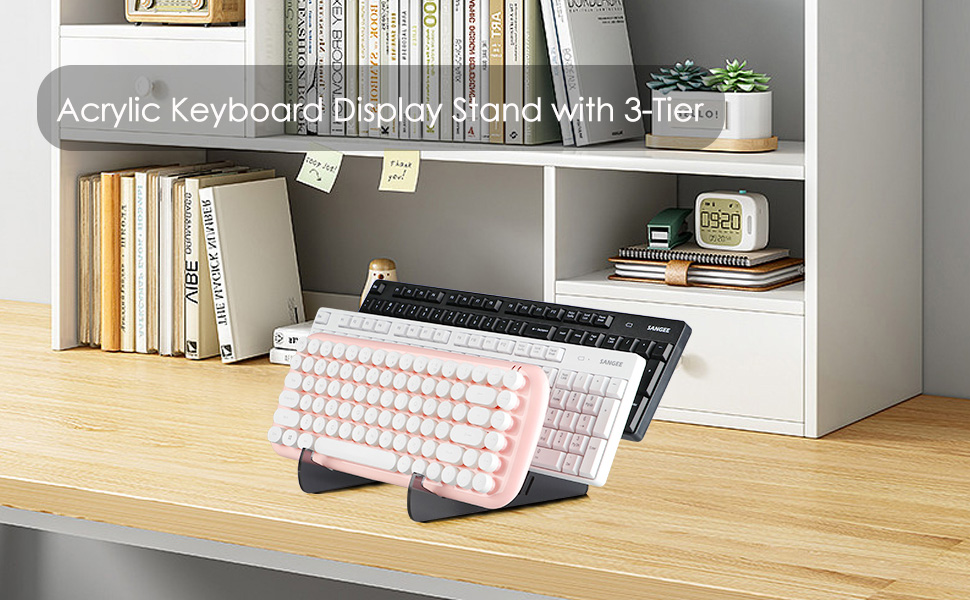 Acrylic Keyboard Display Stand with 3Tier, VcanFit Black
