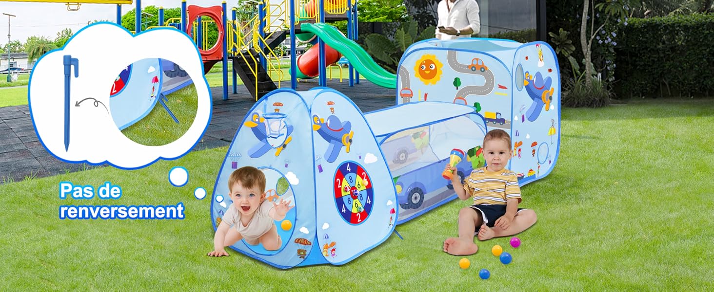 MAIKEHIGH Tente Tunnel Enfant, 3 en 1 Popup Piscine a Balle pour Bébé