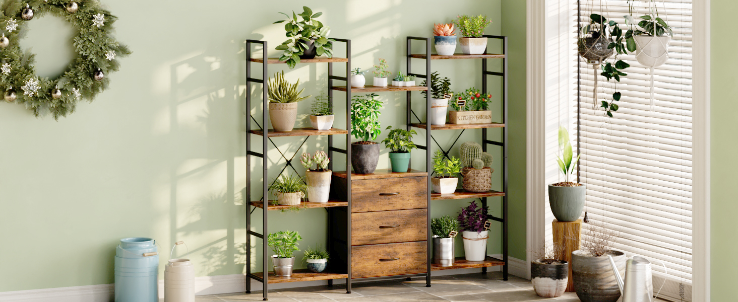 triple bookshelf for plants