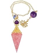 Rockcloud Healing Crystal Point Pendulum for Divination, Chakra Reiki Dowsing Balancing 6 Facet P...