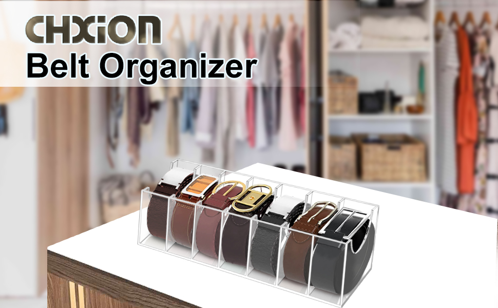 Belt Organizer for Drawer, Acrylic 7 Compartments Belt