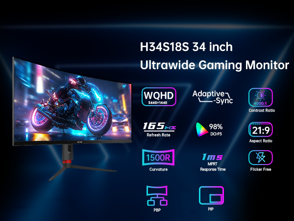 Amazon.com: KTC 34 Inch Curved Ultrawide Gaming Monitor, 21