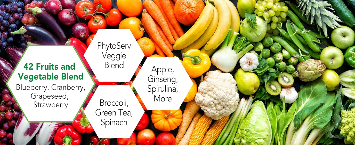 Botanic Choice Mega Fruits and Veggies Blend Total of 42