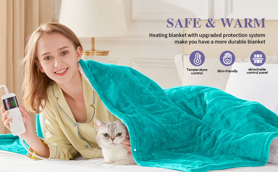 greenoak Electric Heated Blanket, 62” X 84” Heating