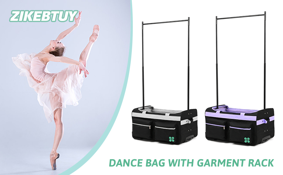 Dance Bag With Garment Rack, 27" Dance Garment Bags for Dancers Girls, Dance Costume
