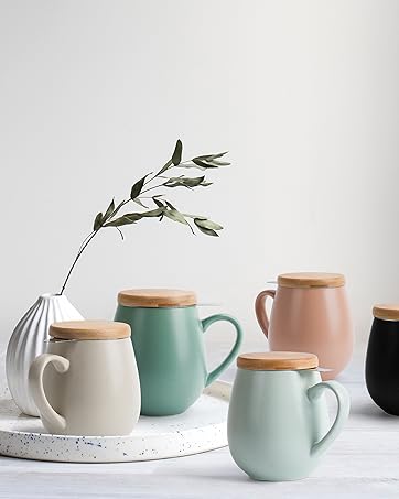 tea mugs happy lemuro strainer infuser with lid beige mint black cup teacup