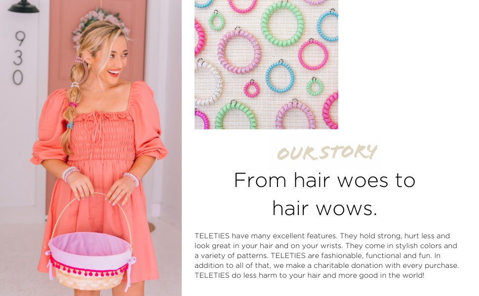 TELETIES Spiral Hair Coils - Easter - Ponytail Holder Hair Ties for Women