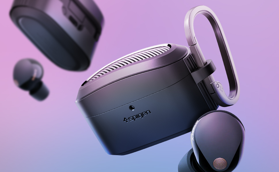 Spigen Rugged Armor Sony WF-1000XM5 Protective Case with Keyring