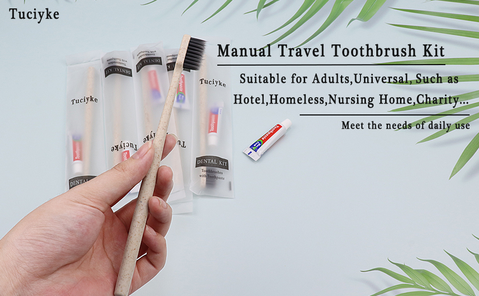 Tuciyke Disposable Toothbrush with Toothpaste Set Pack of 25,Straw Apricot