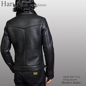 Amazon | [ハルフ] ムートンジャケット レザージャケット メンズ