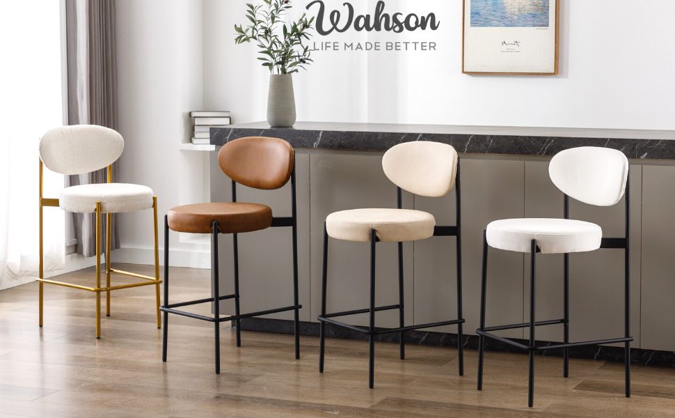 Washon 26 Inch Bar Stools for Kitchen Island Set of 2 Faux