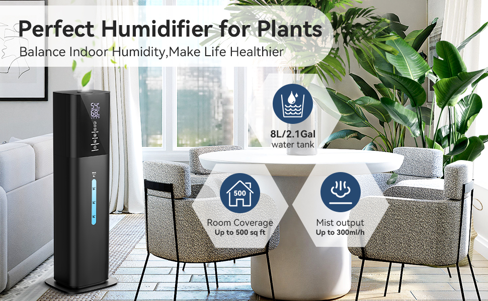 2.1Gal Humidifiers for Home Bedroom Large Room 500 sq ft, 3