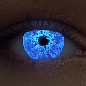 Blue colored uv light blacklight contact lenses contacts without power the purge costume halloween