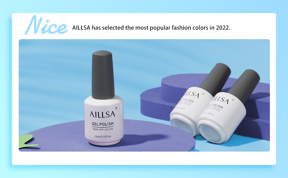 AILLSA Blue Gel Nail Polish, 15 ML Baby Blue Gel Polish Light Blue Gel Nail Varnish Soak Off UV