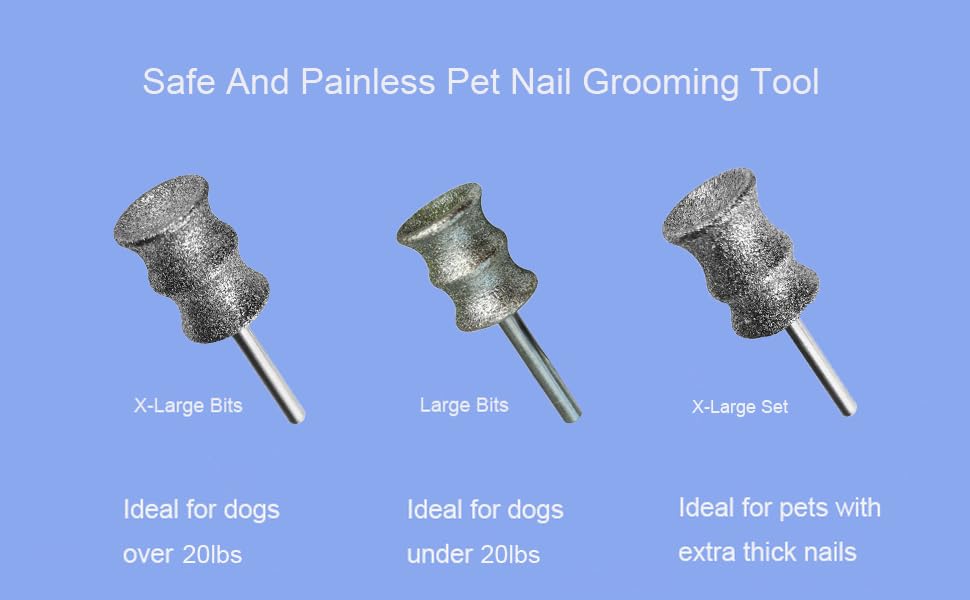 OVATAVO Diamond Rotary Nail Grinder Bits for Dog Dremel Pet Nail Grinder Attachment 1/8