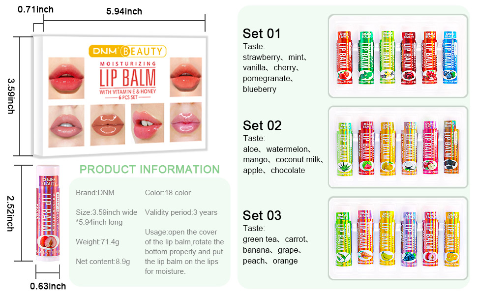 Azonee Fruit Flavored Lip Balm Set
