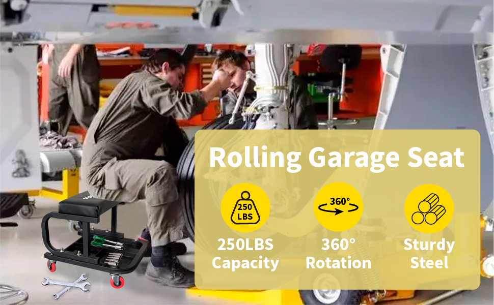 Garage Roller Seat Rolling Creeper Garage Shop Seat, Mechanic Stool for