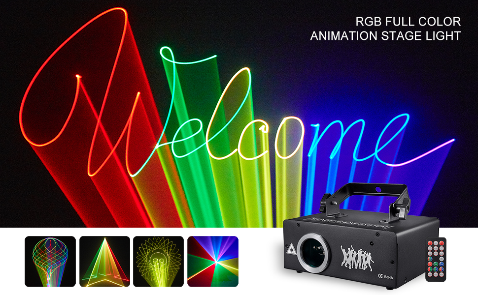 Eyeshot DJ Lights, 3D RGB Animation Stage Party Light with Beam Scan Effect, Music Sound, Remote