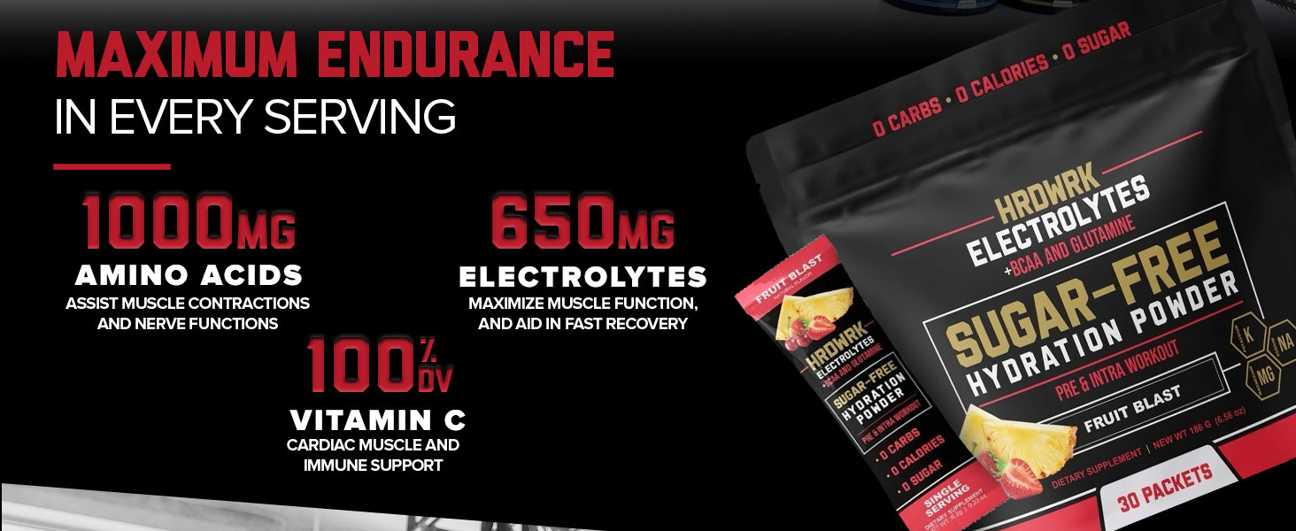 hrdwrk sugar free electrolyte powder packets 2