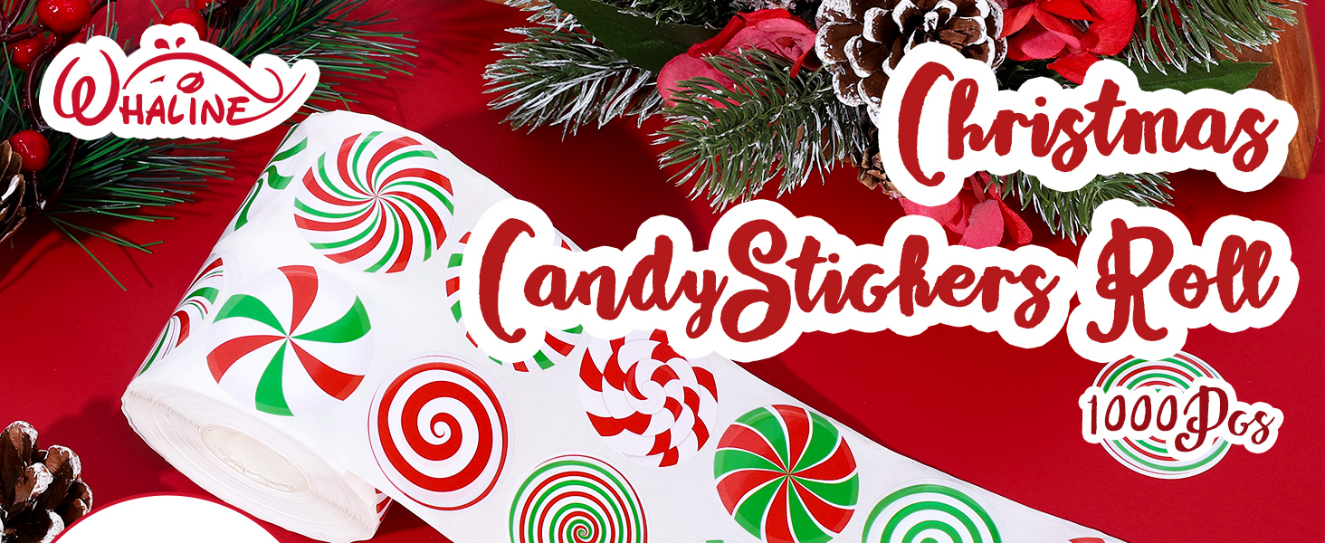 1000Pcs Christmas Candy Theme Stickers Roll