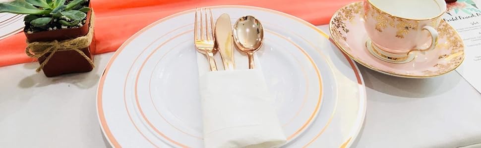 rose gold plastic silverware