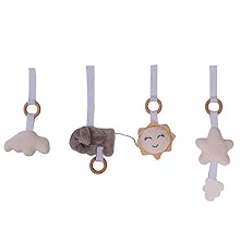 Plush cloud, elephant, sun and star with teething attachment hanging toys