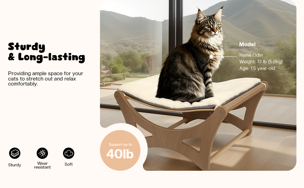 GreenPetopia Cat Hammock Bed with Sisal Scratching Mat