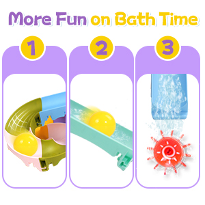 Nuheby Bath Toys for 2 3 4 Year Olds Gifts, Kids Bath Toys Upgraded Bigger Balls Track Game Shower Toys Water Slide with Powerful Suction Cups Water Toys DIY Bathtub Baby Toddler Bath Toys Mould Free 15 toddler bath