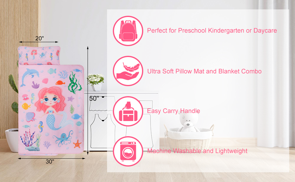 Engineering Vehicle Toddler Nap Mat with Removable Pillow