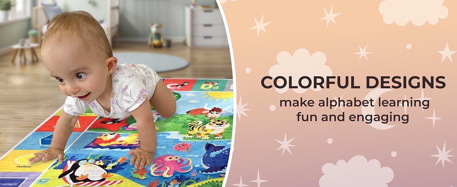 QUOKKA Baby Play Mat for Floor - Super Soft Plush Surface ABC Playmat for Toddlers & Infants