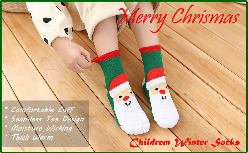 Kids Slipper Socks Boys Girls Fuzzy Soft Thick Cozy Warm Socks  Kids Girls Boys Christmas Socks 