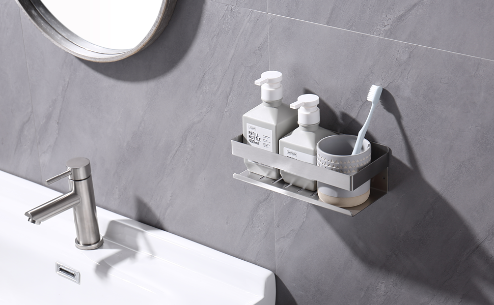 HomeHeng Self Adhesive Shower Shelf No Drilling, Stick on Bathroom