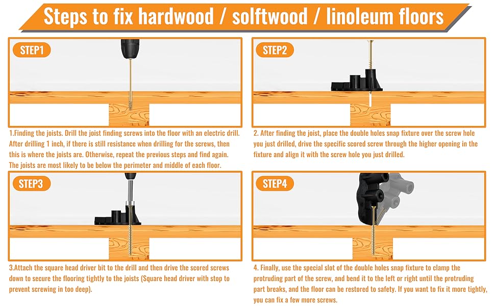 Squeaky Floor Repair Kit, Squeak No More Kit for Carpet Hardwood Floors