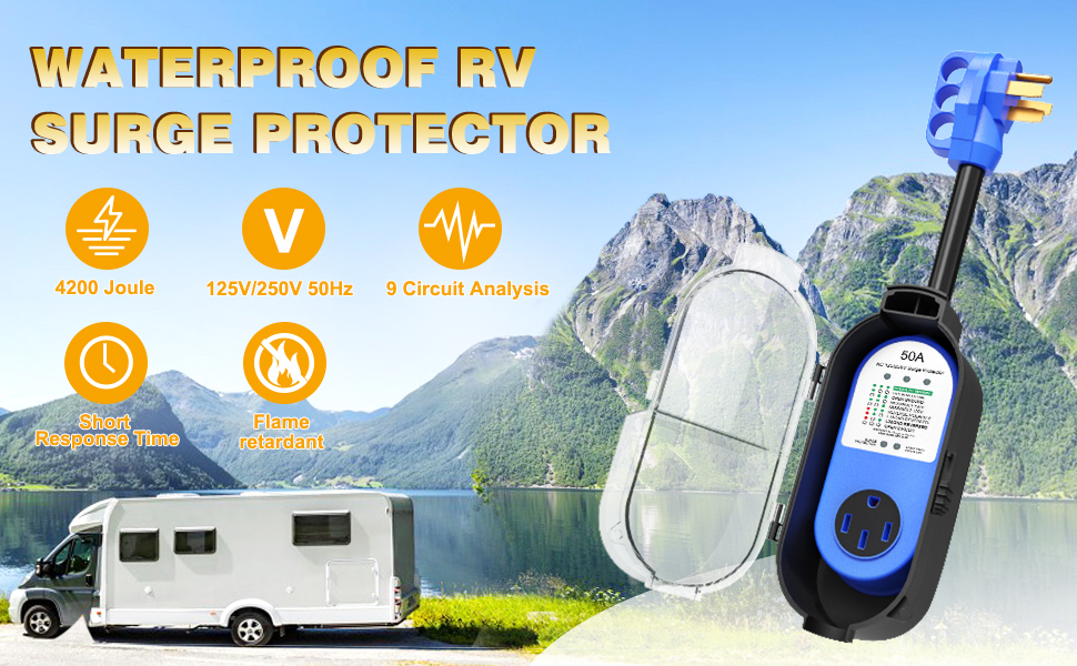 Ristow 50Amp RV Surge Protector Waterproof, 6000 Joules RV