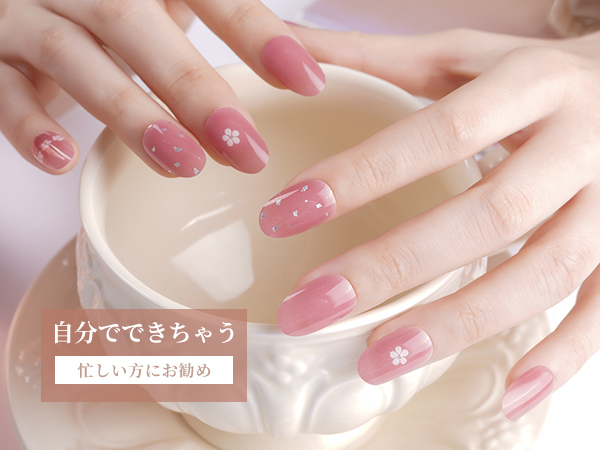 Amazon | DANNI＆TONI ジェルネイルシール 桜 ピンク 透け感 春ネイル