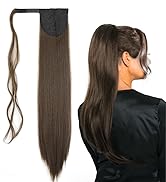 Long Straight Ponytail Extension Wrap Around Clip in Pony tail Hair Extensions