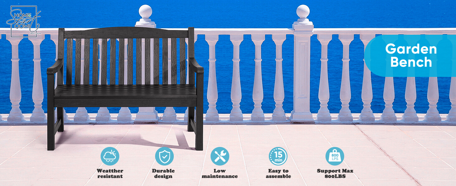 hOmeQomi Outdoor Bench, All Weather Resistant Poly Lumber 2