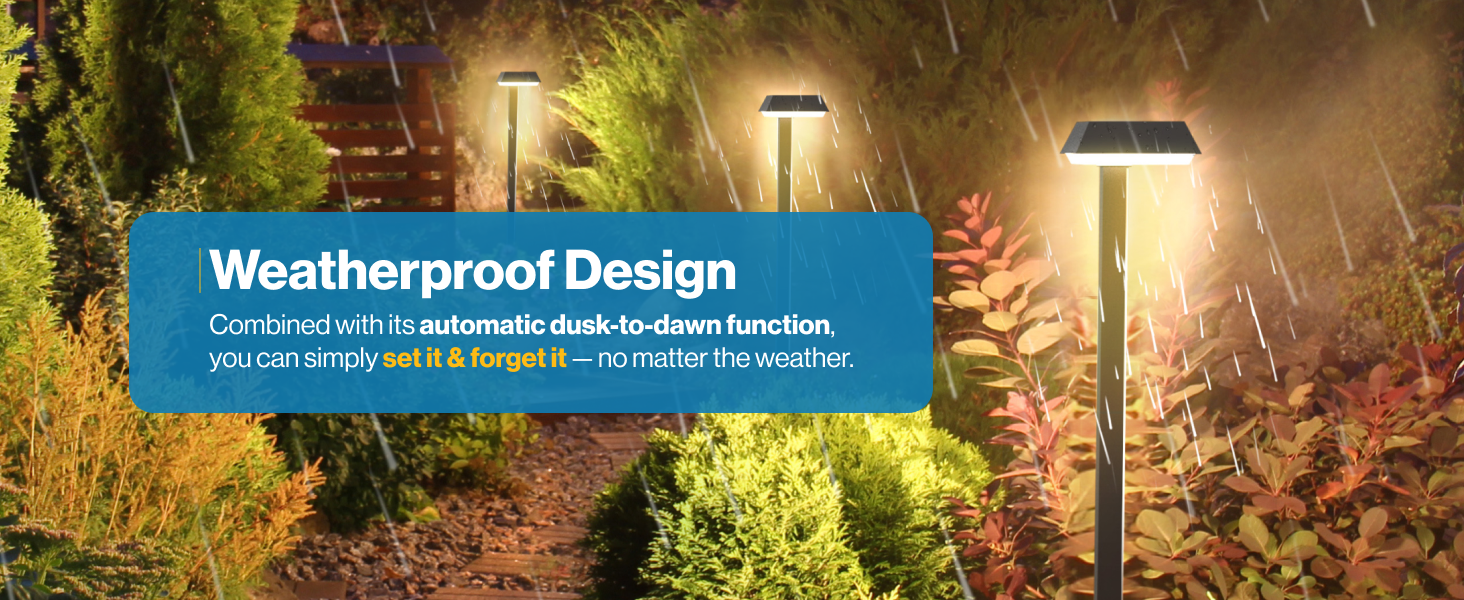 Weatherproof Design -Combined with its automatic dusk to dawn function, set it & forget it.