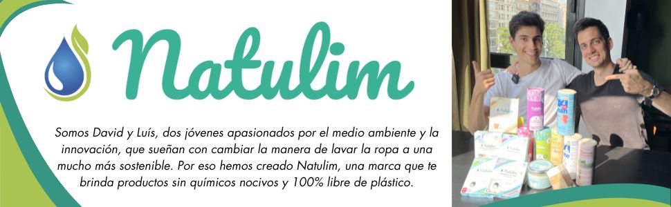 Diseño del logotipo «Natulim» verde y verde azulado con el icono de una gota de agua y un texto descriptivo en la parte inferior.