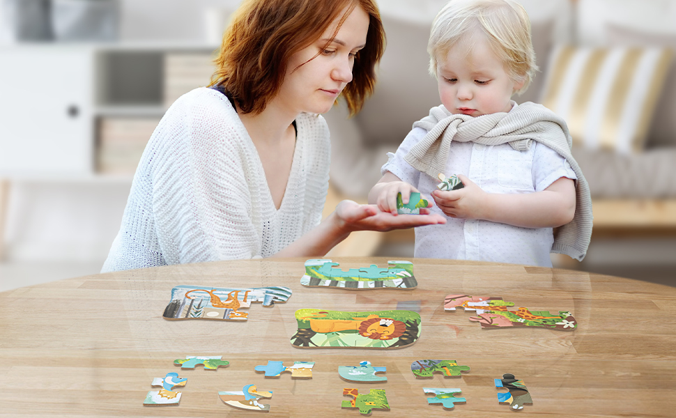 BBLIKE Animal Puzzles for 3 4 5 6 Year Olds, 5in1 Jigsaw Puzzles with