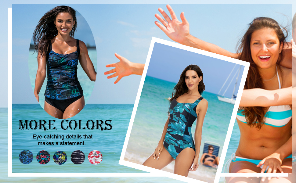 Bauchkontrolle Badeanzüge Bauchkontrolle mit Rüschen Frauen Badeanzug in Streifenfarben