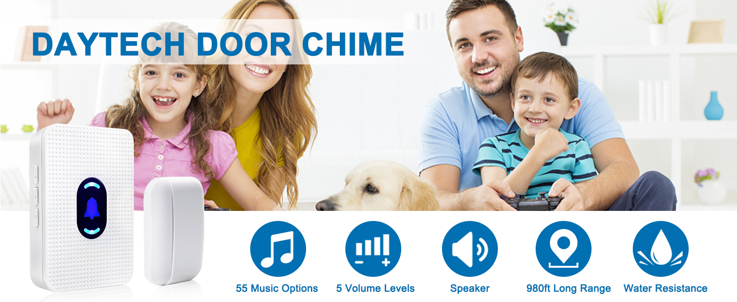 Door Chime, Daytech Wireless Door Sensor Chime 1000ft Range Door Entry